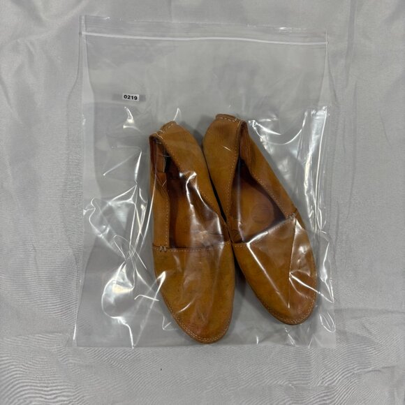 FRYE Brown Leather Camel Buffed Nubuck Slip on Milly A Line Flat Loafer Shoes 7 - Picture 6 of 7